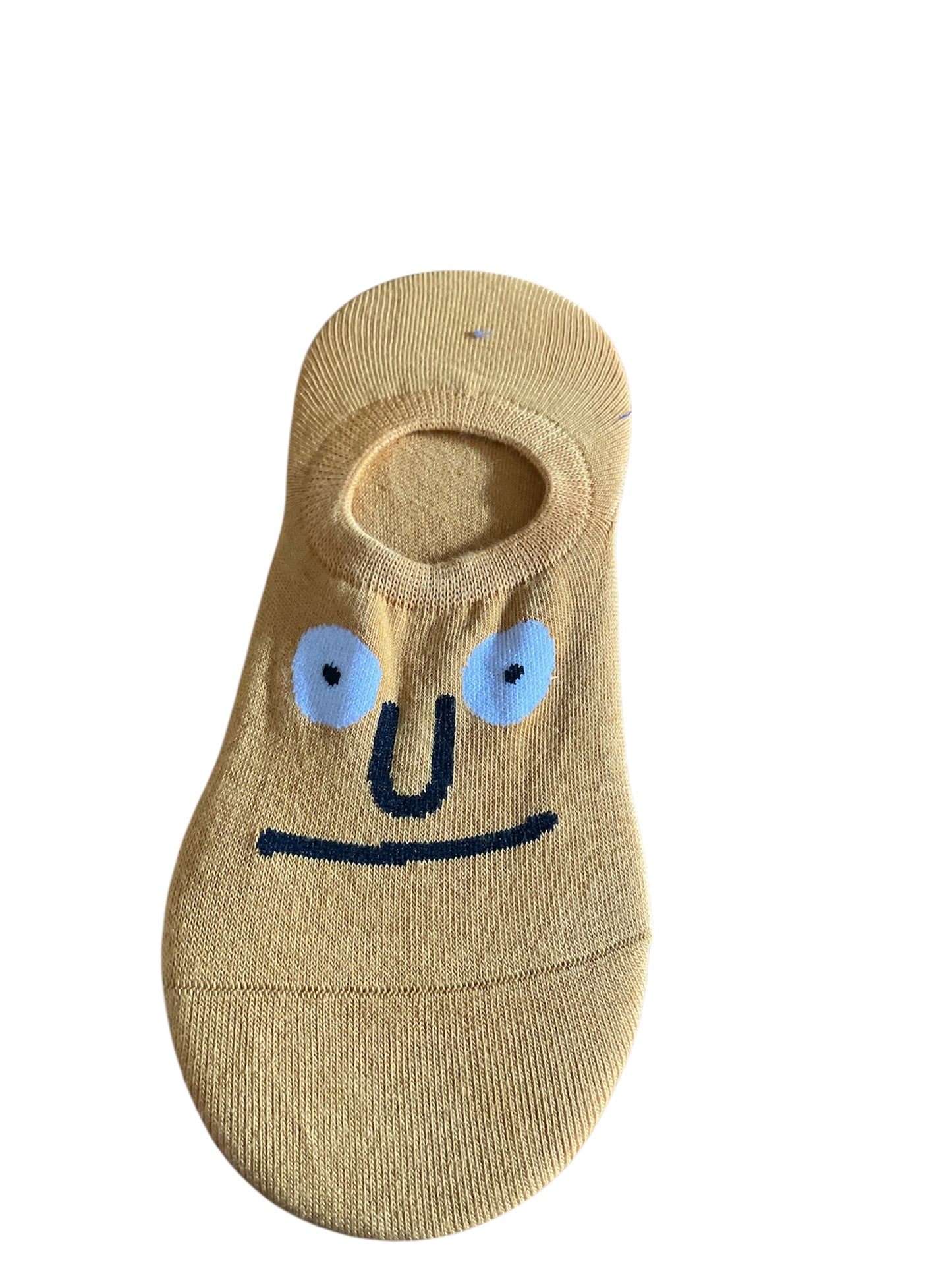 Funky no show socks with quirky face patterns