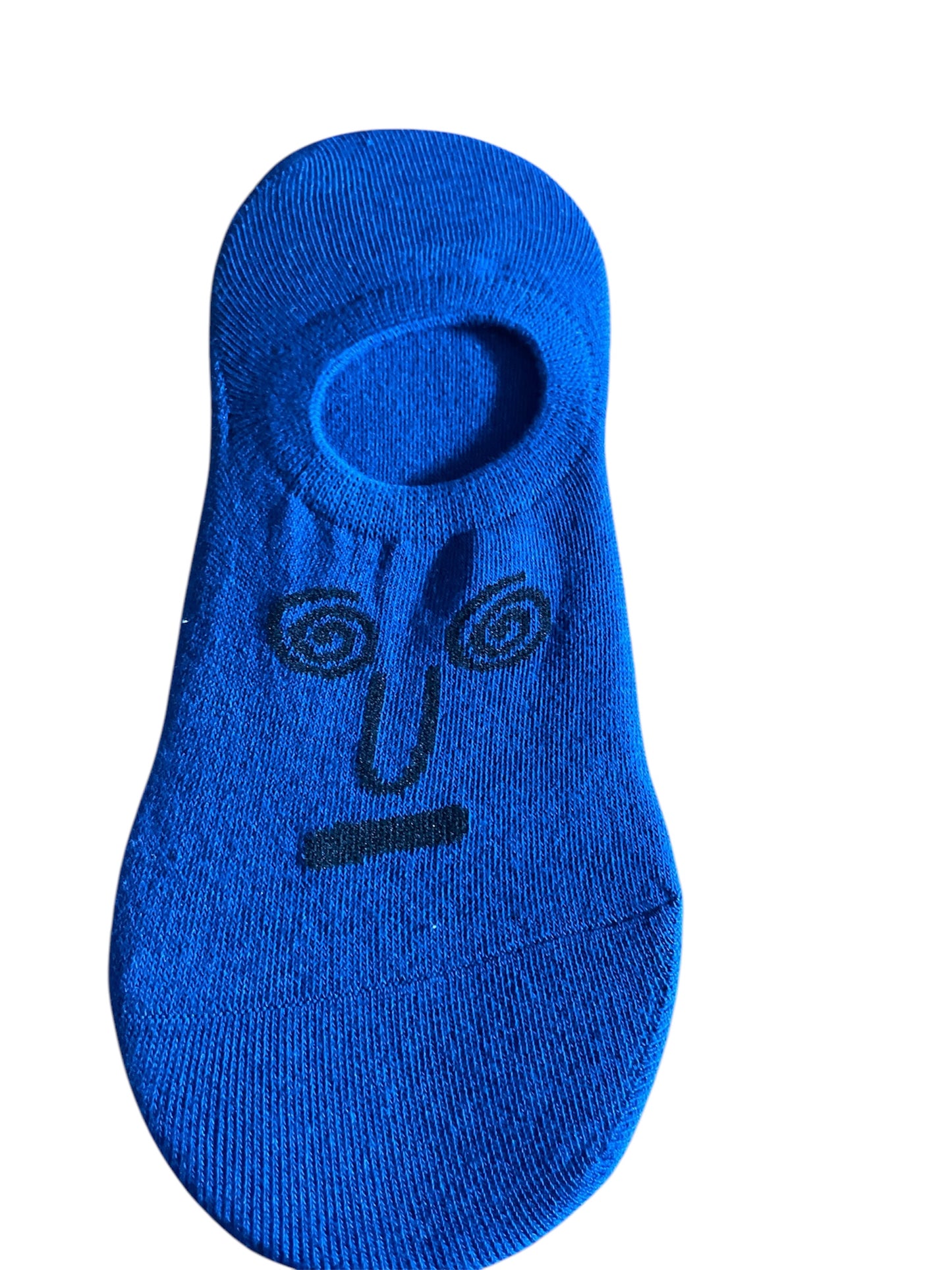 Funky no show socks with quirky face patterns