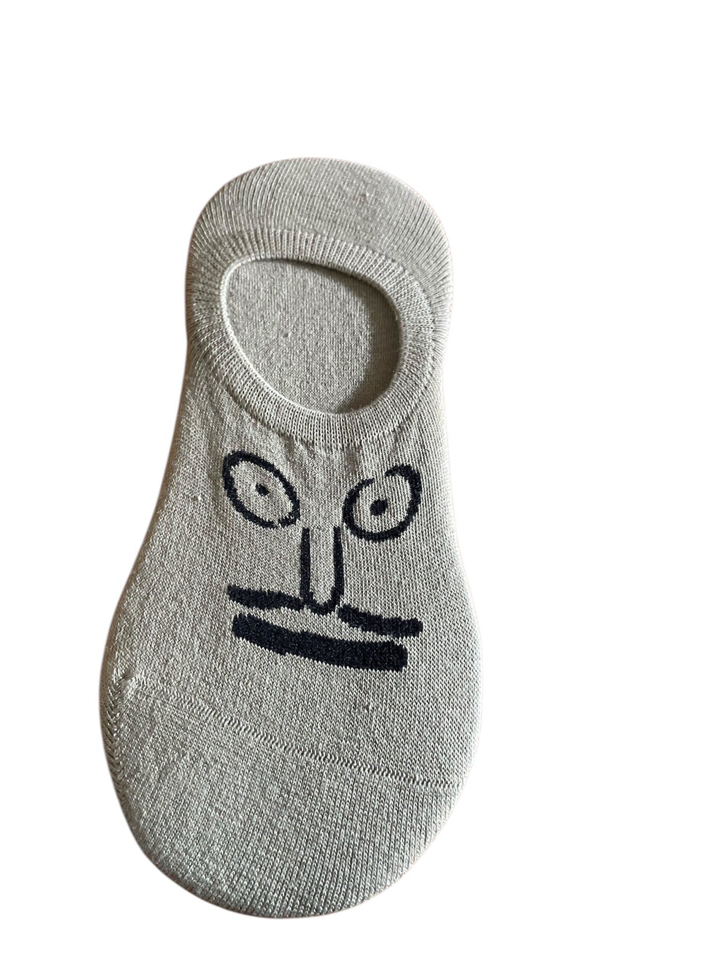 Funky no show socks with quirky face patterns