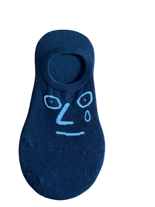 Funky no show socks with quirky face patterns