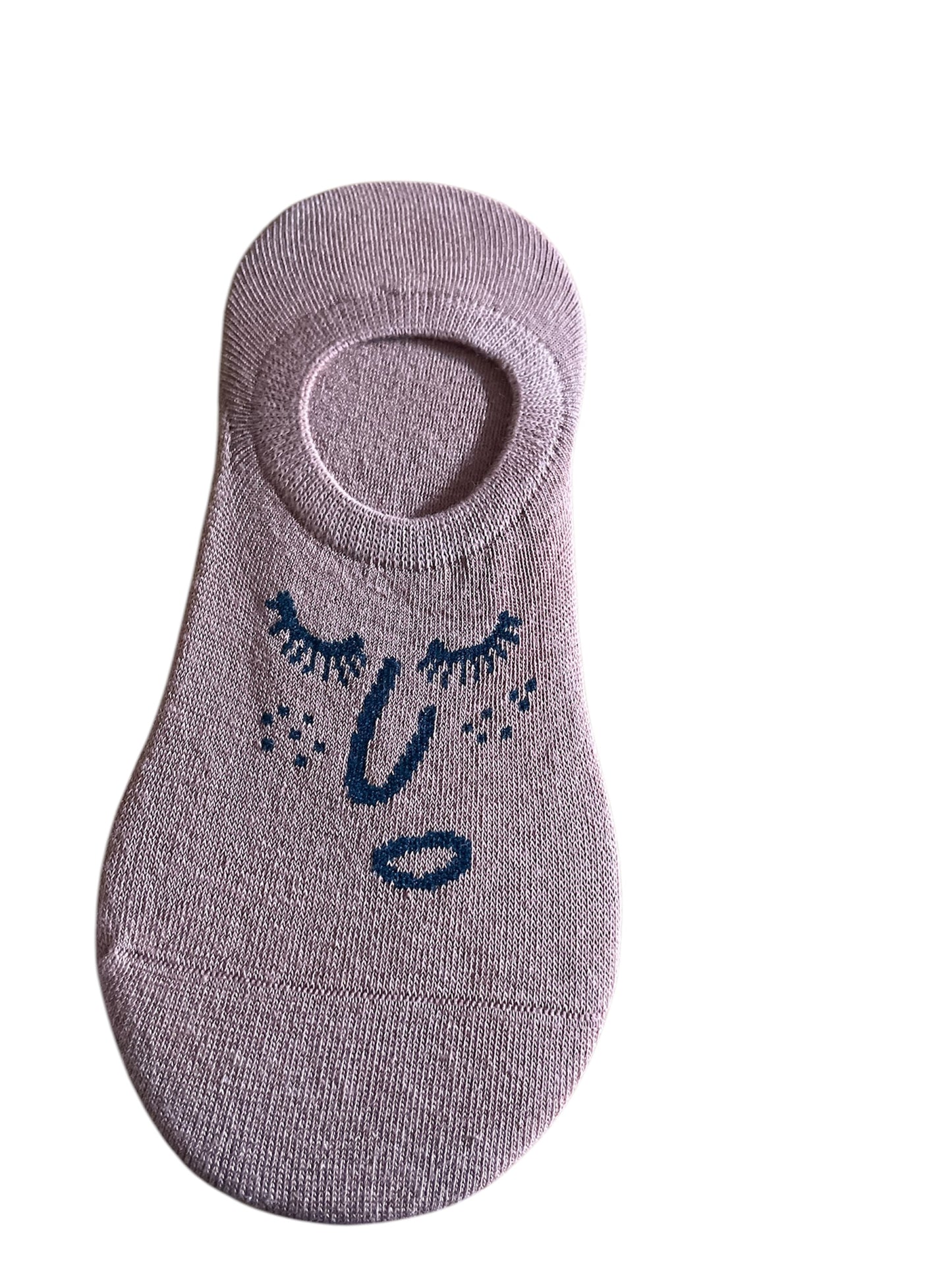 Funky no show socks with quirky face patterns