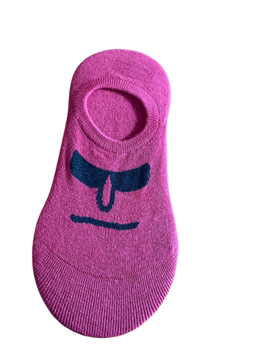 Funky no show socks with quirky face patterns