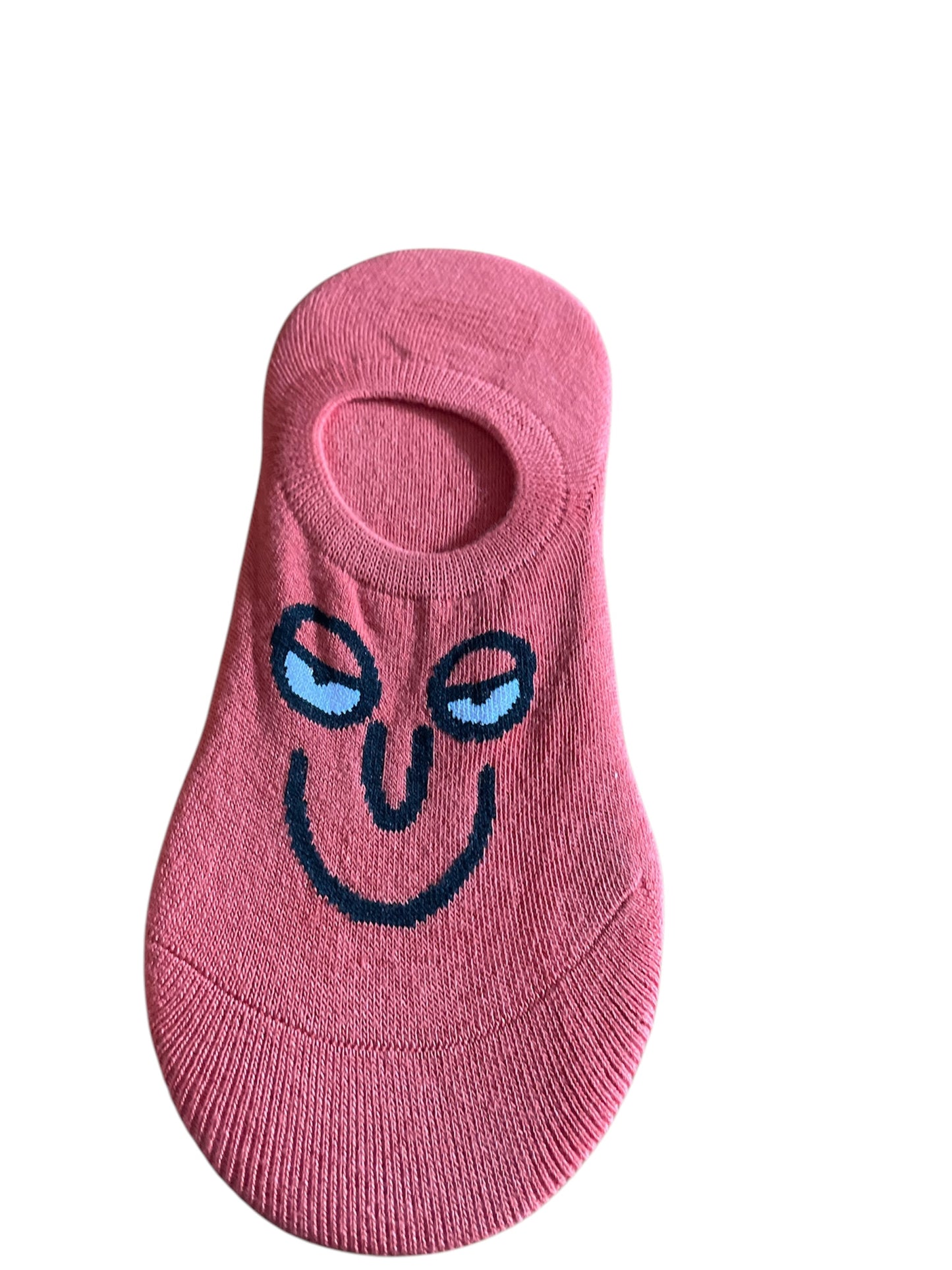 Funky no show socks with quirky face patterns